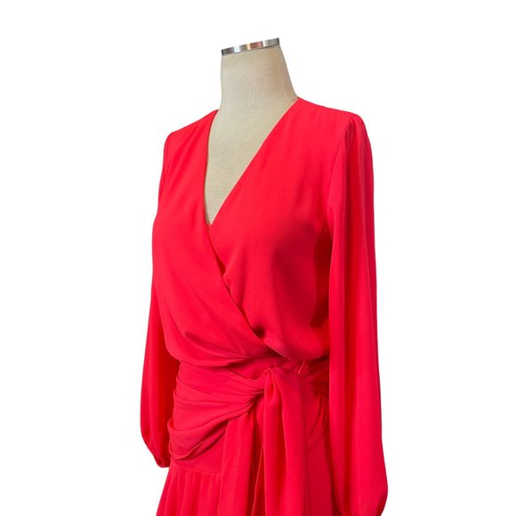 Krisa Tie Waist Surplice Mini Dress in Desire Pink XSmall - Picture 5 of 8